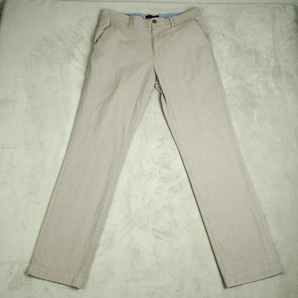 Banana Republic Kentfield Pants Mens 32x32 Beige Slim Fit 100% Cotton Chino